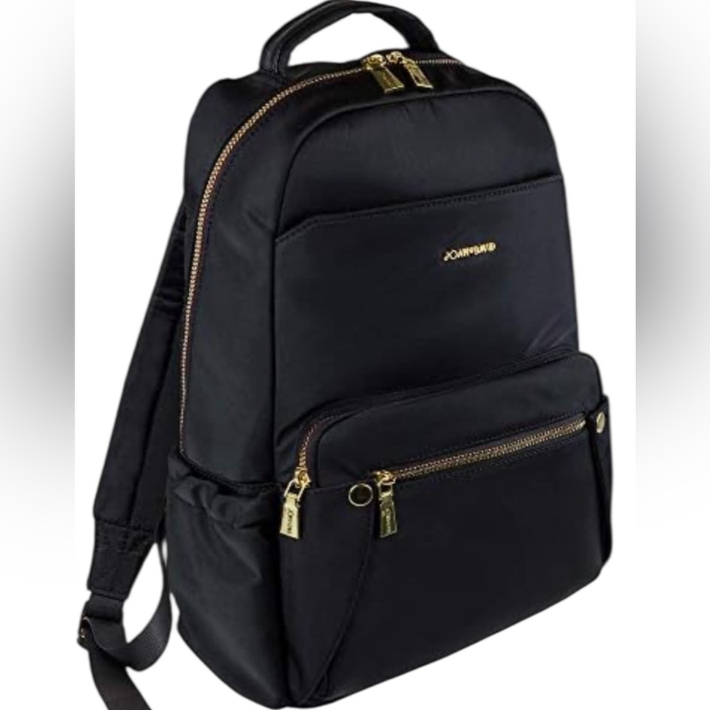 Joan & David Black 17” Nylon Laptop Backpack | New Without Tags Roomy Travel